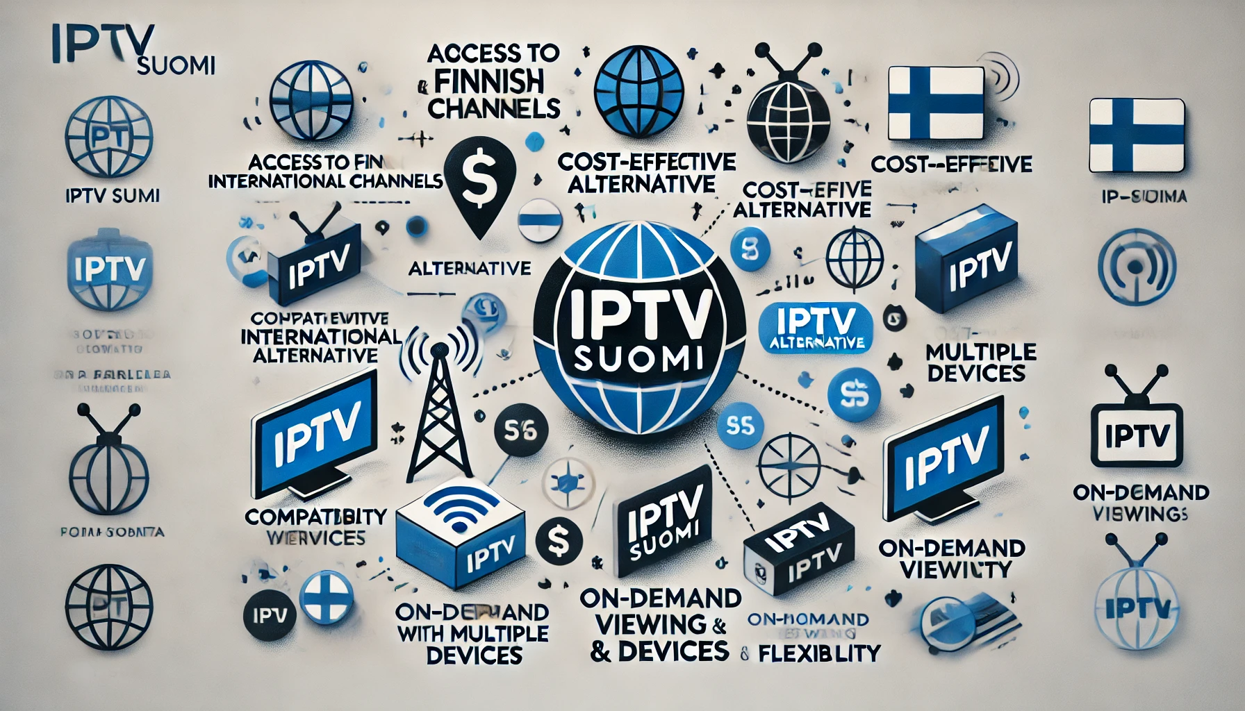 Infographic showing advantages of IPTV Suomi